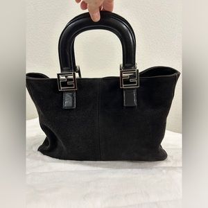 FENDI SMALL BLACK SUEDE HANDBAG